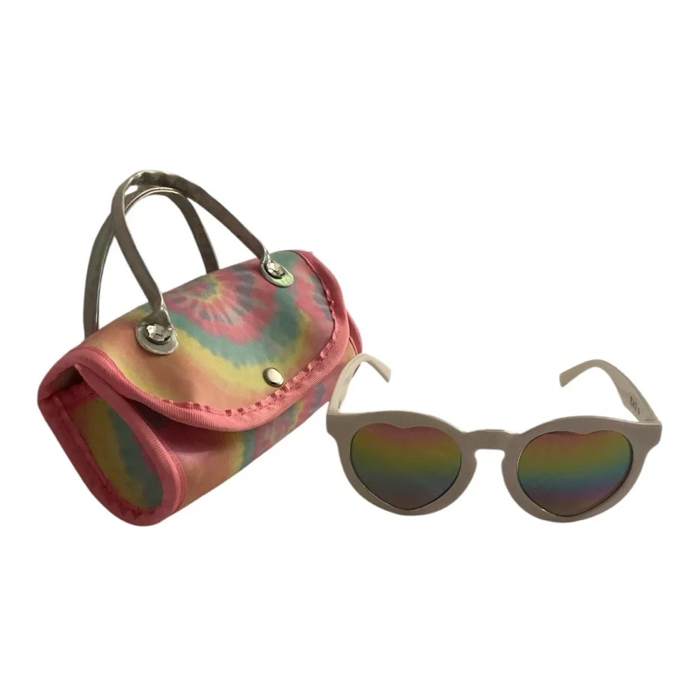 The Children's Place set of Rainbow Tie-Dye Case and heart shaped tinted lenses